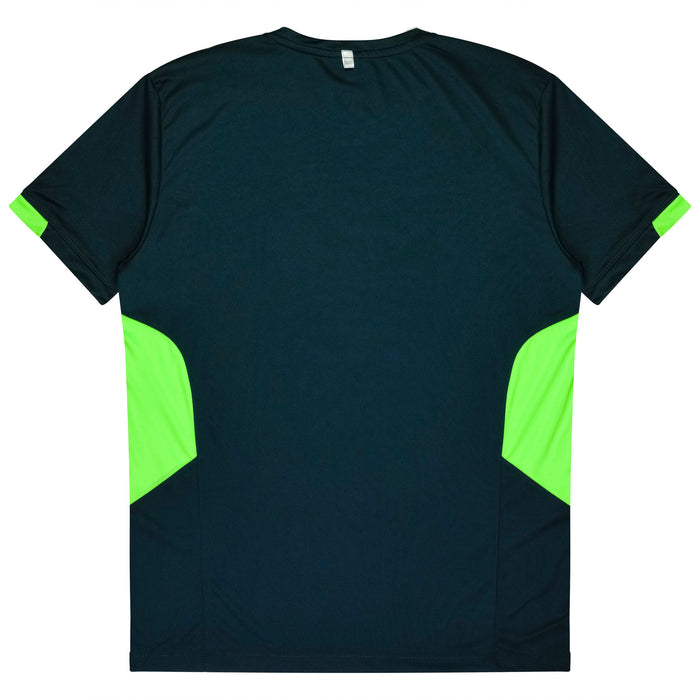 TASMAN MENS TEES - NAVY/NEON GREEN