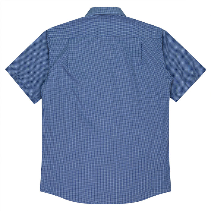 TOORAK MENS SHIRT SHORT SLEEVE - NAVY/WHITE